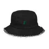 DOLLAR SIGN Distressed denim bucket hat