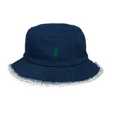 DOLLAR SIGN Distressed denim bucket hat